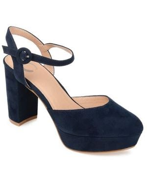 Journee Collection Almond Toe Vegan Leather Pumps - Blue