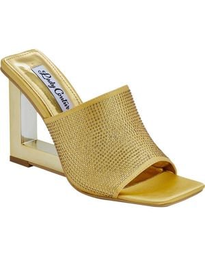 Lady Couture Rhinestone Wedge Slide Sandal - Yellow