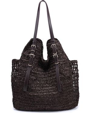 Moda Luxe Straw Tote - Black