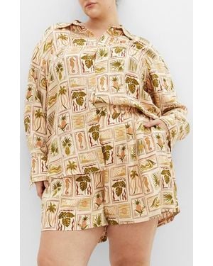 City Chic Bella Print High-Low Tunic Shirt - Natural