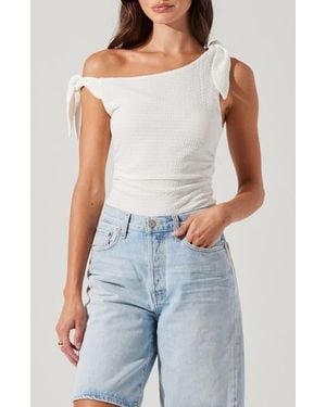 Astr Lora Bow One-Shoulder Top - Blue