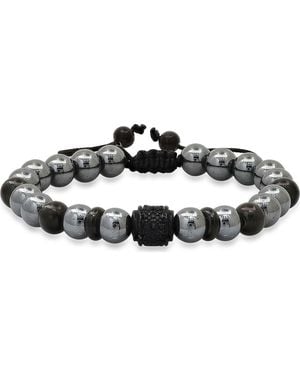 Steeltime Agate Beaded Bracelet - Black