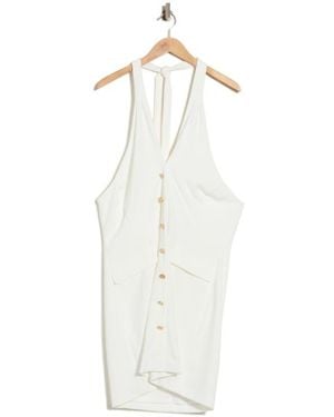 BCBGMAXAZRIA Plyr Halter Neck Minidress - White