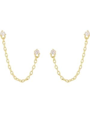 Adornia Double Piercing Chain Earrings - Metallic