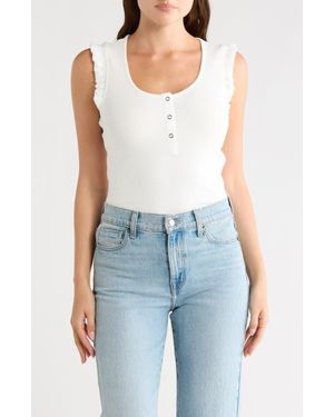DR2 by Daniel Rainn Scoop Neck Rib Knit Henley - Blue