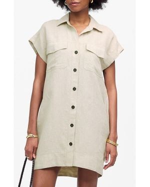 Madewell Short Sleeve Linen Utility Mini Shirtdress - Natural