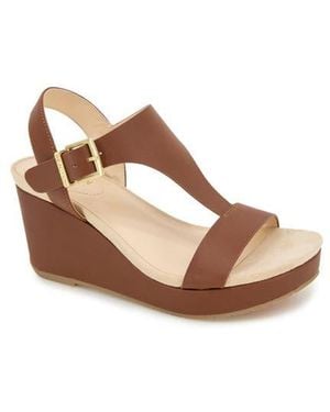 Kenneth Cole Card Platform Wedge Sandal - Brown