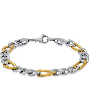 Steeltime Two Tone Figaro Chain Bracelet - Metallic