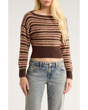 PacSun Cosette Off The Shoulder Rib Sweater - Blue