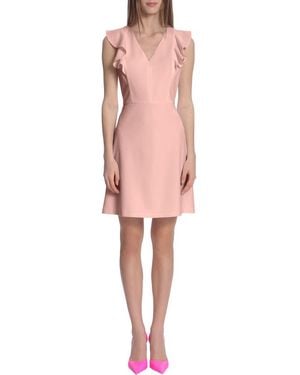 DONNA MORGAN FOR MAGGY V-Neck Ruffle Sleeveless A-Line Dress - Pink