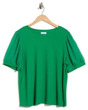 Cece Short Sleeve Clip Sleeve Top - Green