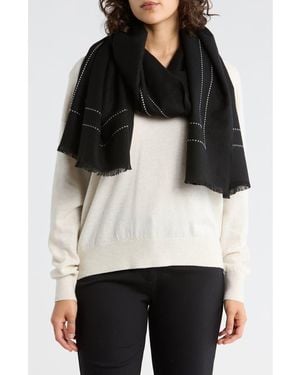 Ted Baker Contrast Stitch Border Scarf - Black