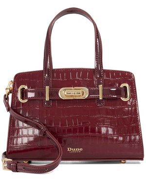 Dune Dinkydefine Croc Embossed Tote - Red