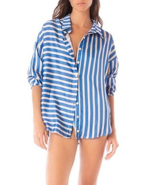Maaji Azure Manele Stripe Cover-Up Shirt - Blue