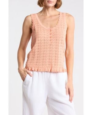 DR2 by Daniel Rainn U-Neck Pointelle Sweater Tank - White