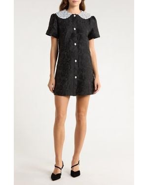 Sister Jane Chandelier Floral Jacquard Minidress - Black