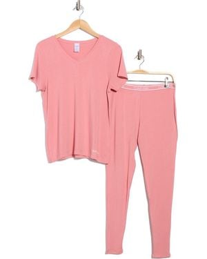 Calvin Klein Comfort Sleep T-Shirt & Leggings Set - Pink