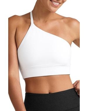 Beyond Yoga Space Dye One Shoulder Longline Sports Bra - White