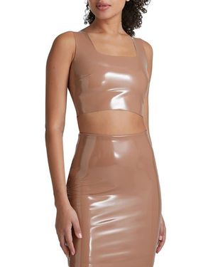 Commando Patent Faux Leather Crop Top - Brown