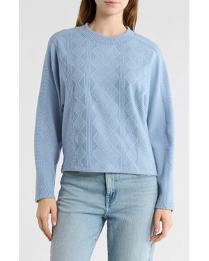 Democracy Textured Knit Dolman Sleeve Top - Blue