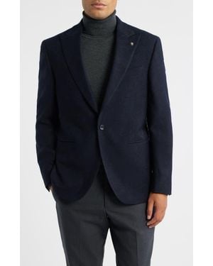 Jack Victor Erie Peak Lapel Textured Wool Blazer - Blue