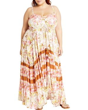 City Chic Lilah Love Floral Maxi Dress - Orange