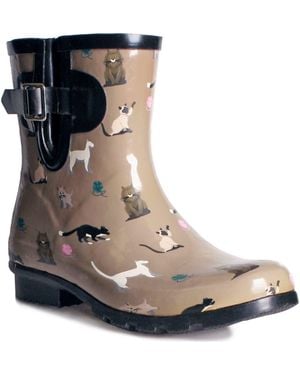 Nomad Droplet Patterned Waterproof Rain Boot - Brown