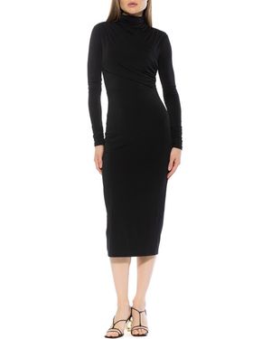 Alexia Admor Elio Draped Bodice Midi Sheath Dress - Black