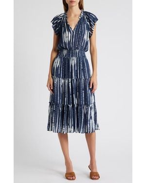 Rails Amellia Print Tiered Midi Dress - Blue