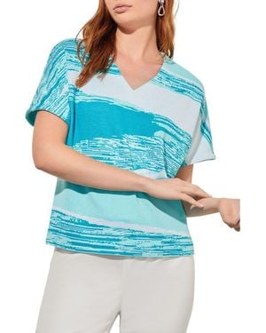 Ming Wang Short Sleeve Knit Top - Blue