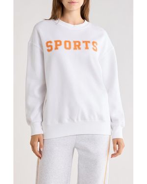 90 Degrees Varsity Vault Fleece Graphic Sweatshirt - White