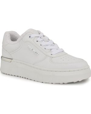 Nine West Lace-Up Faux Leather Casual And Fashion Sneakers - White
