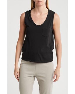 James Perse V-Neck Cotton Tank - Black