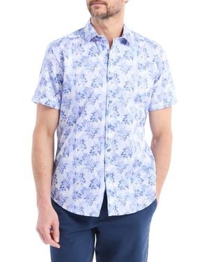 Robert Graham Earlston Short Sleeve Cotton Button-Up Shirt - Blue