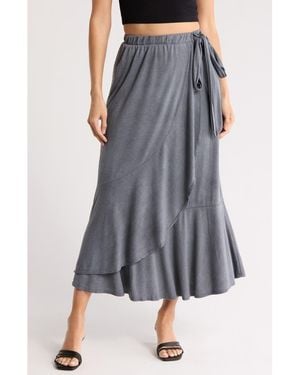 Go Couture Wrap Midi Skirt - Gray