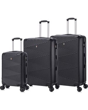 TUCCI Avenza Hardshell 3-Piece Spinner Luggage Set - Black
