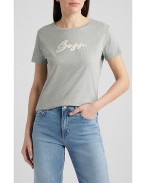BOSS Elove Short Sleeve Cotton T-Shirt - Blue