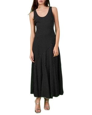 Endless Rose Dot Sleeveless Godet Maxi Dress - Black
