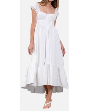 Moon River Tiered Midi Sundress - White