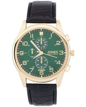 Jones New York Diamond Chronograph Croc Embossed Leather Strap Watch, 42Mm - Green