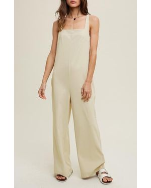Wishlist Square Neck Sleeveless Scuba Jumpsuit - Natural