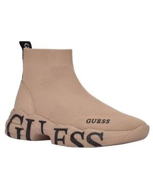 Guess Pause High Top Sock Sneaker - Brown