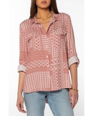 Velvet Heart Genovia Roll Tab Button-Up Shirt - Red