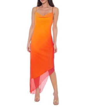 Bebe Ombré Chiffon Asymmetric Slipdress - Orange
