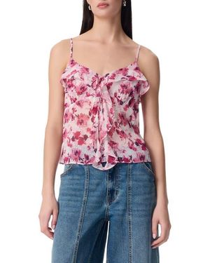 Robert Rodriguez Justine Cascading Ruffle Chiffon Camisole - Red