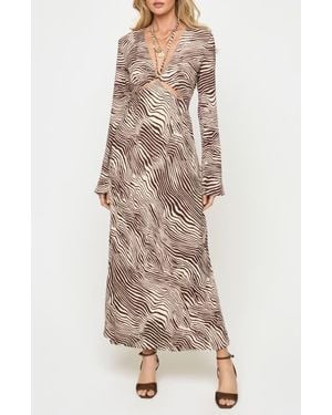 LSPACE Say When Long Sleeve Cover-Up Maxi Dress - Natural