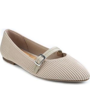 Me Too Glory Rib Knit Mary Jane Flat - White