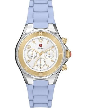 Michele Jellybean Chronograph Silicone Strap Watch - Metallic