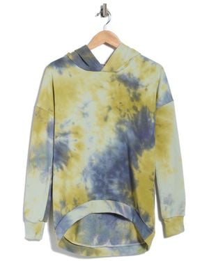 Go Couture Dolman Sleeve High-Low Hoodie - Blue