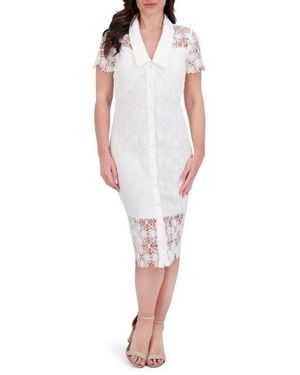 Siena Jewelry Floral Lace Short Sleeve Dress - White